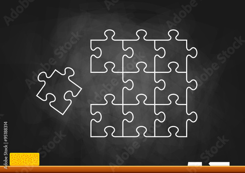 Puzzle drawing on blackboard