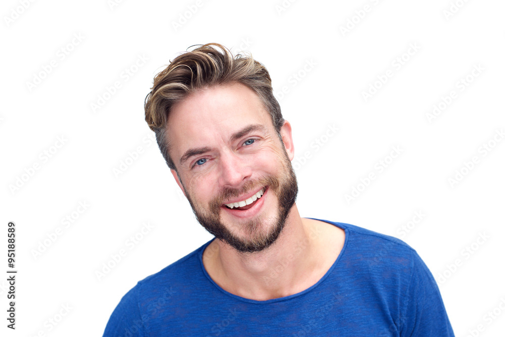 Handsome man with beard laughing Handsome man with beard laughing