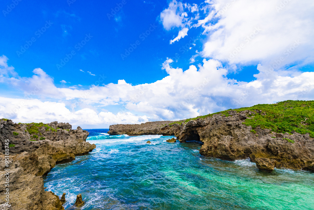 Sea, coast, seascape. Okinawa, Japan.