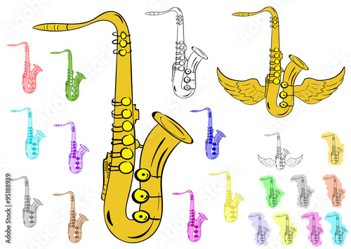 Various saxophones clipart