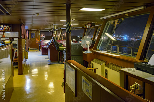 Wheelhouse in modern ship photo