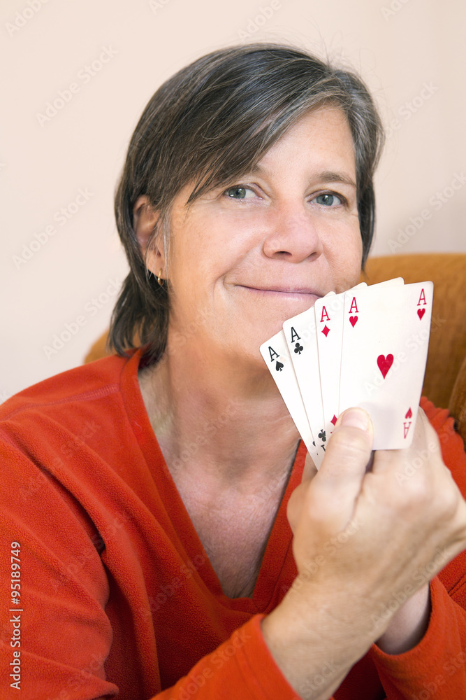 woman with four aces woman with four aces