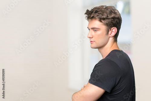 Slika na platnu Portrait of a sad young man
