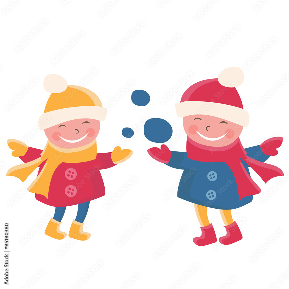 Illustration cartoon doodle girls in winter.Vector Illustration cartoon doodle girls in winter.Vector