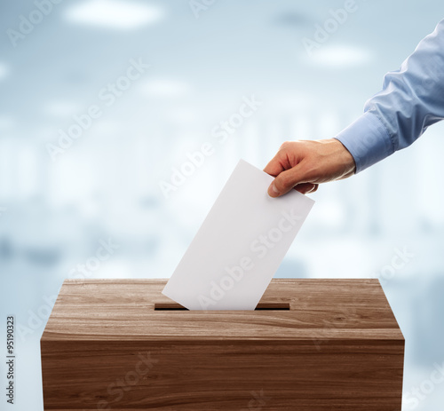 Voting slip and ballot box photo