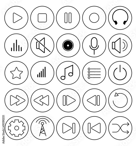 media icons and buttons