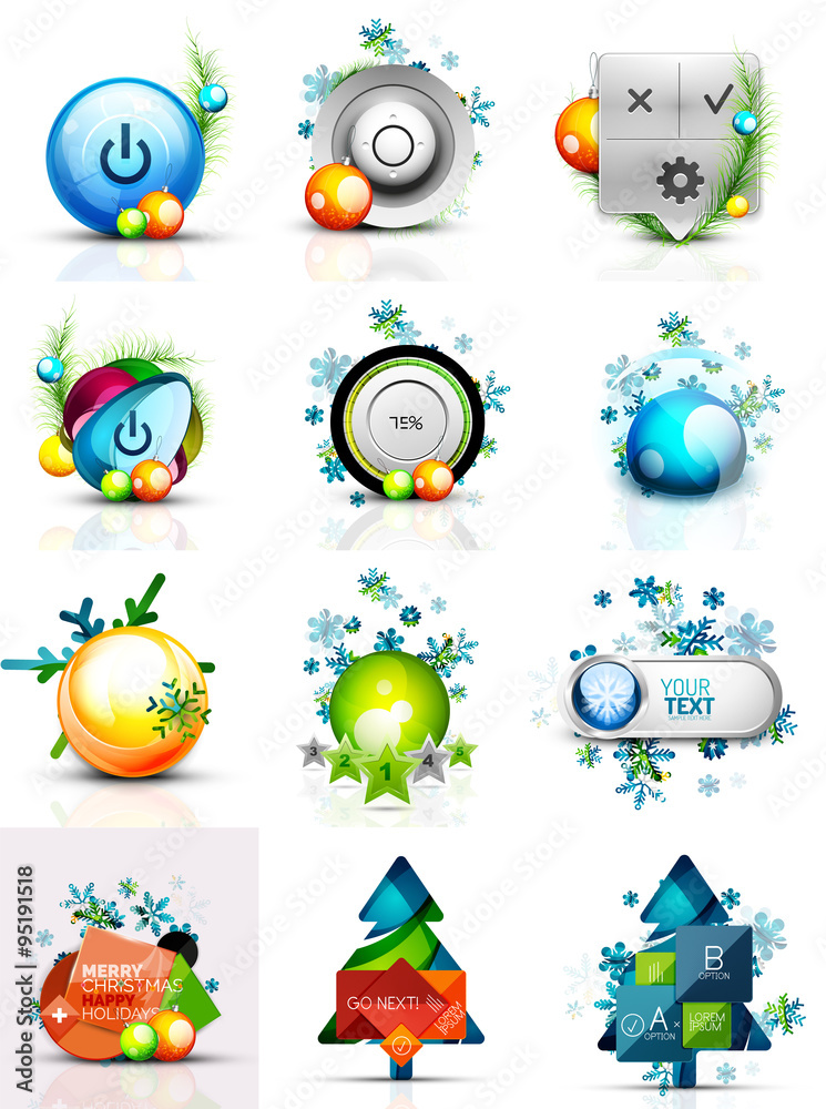 Set of internet buttons, Christmas concept