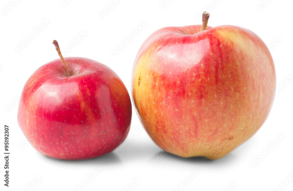 Red apples on the white