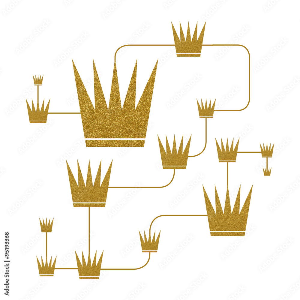 Multiple crowns linked together on white background Multiple crowns linked together on white background
