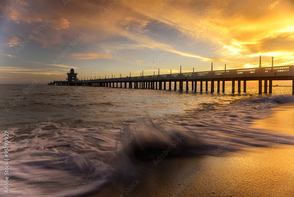 The bridge at  sunset.