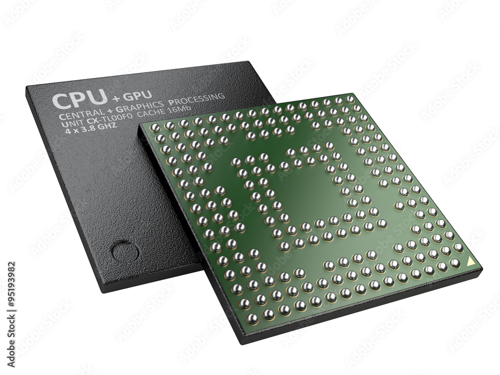 3d illustration of cpu chip central processor unit 3d illustration of cpu chip central processor unit