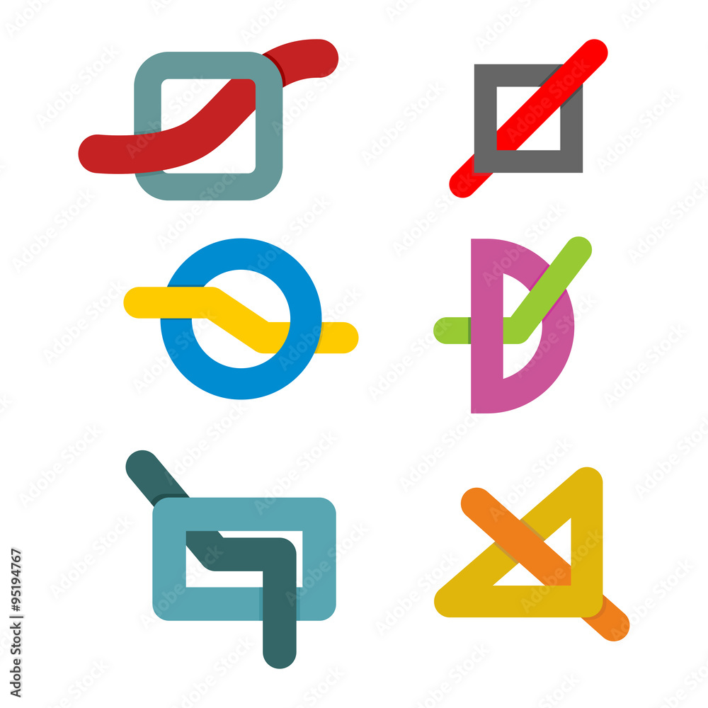 Set color template geometric abstract logo. Linear Emblem Set color template geometric abstract logo. Linear Emblem