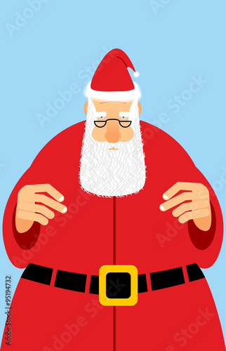 Santa Claus in red dress. Christmas character with white beard.