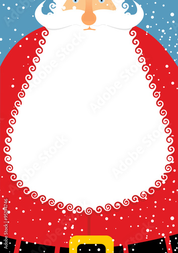 Santa Claus with beard. Christmas postcard. Big white beard with