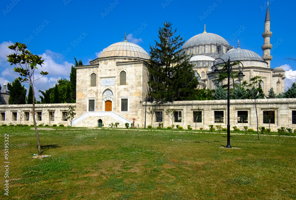 Outdoor view of a famous mosque at Istanbul, Turkey