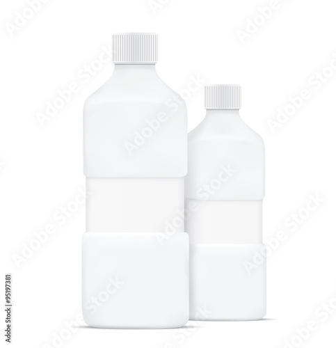 Blank plastic bottles isolated on white background