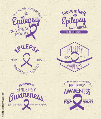 Epilepsy Awareness Month Hand Drawn Insignia set