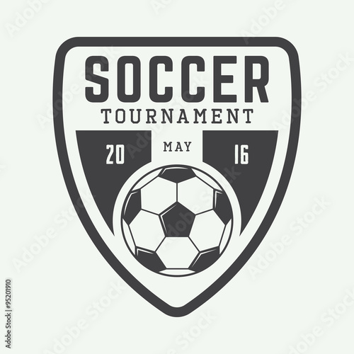 Vintage soccer or football logo, emblem, badge, label 