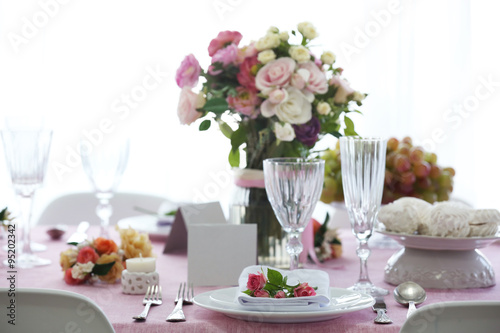 Beautiful served table for wedding or other celebration in restaurant © Africa Studio