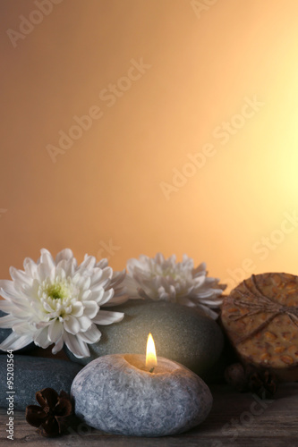 Spa set on wooden table