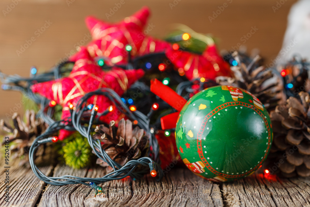 Christmas decoration with pine and cones Christmas decoration with pine and cones