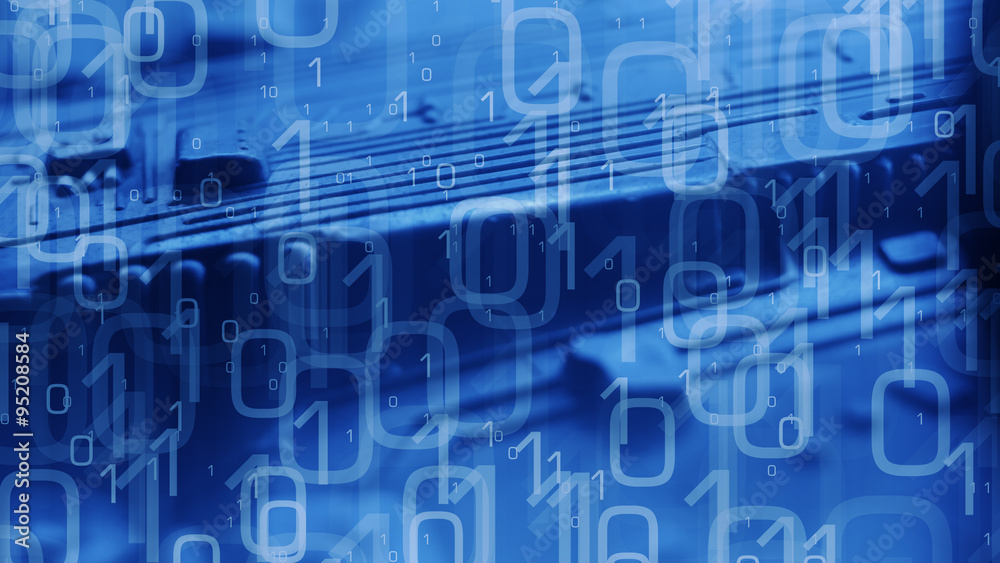 Obraz premium New technology blue binary code abstract background
