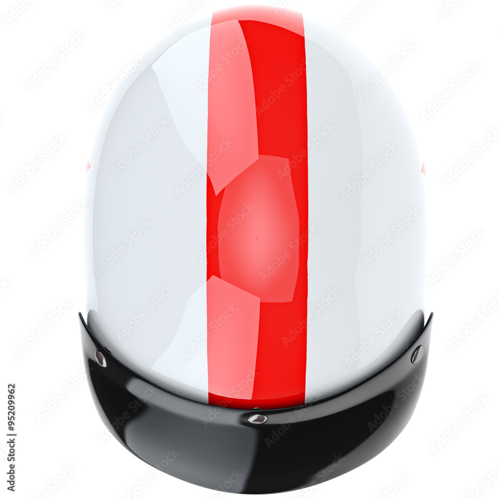 Motorcycle helmet with red stripe and stars top view Motorcycle helmet with red stripe and stars top view