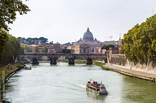 San Pietro basilica and Sant angelo bridge in Rome