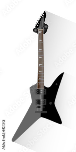 Black electric guitar - Metal. Music equipment. Flat style vector illustration.