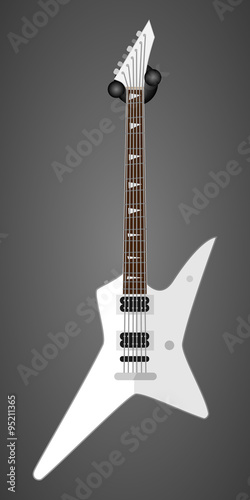White electric guitar. Music equipment. Flat style vector illustration.