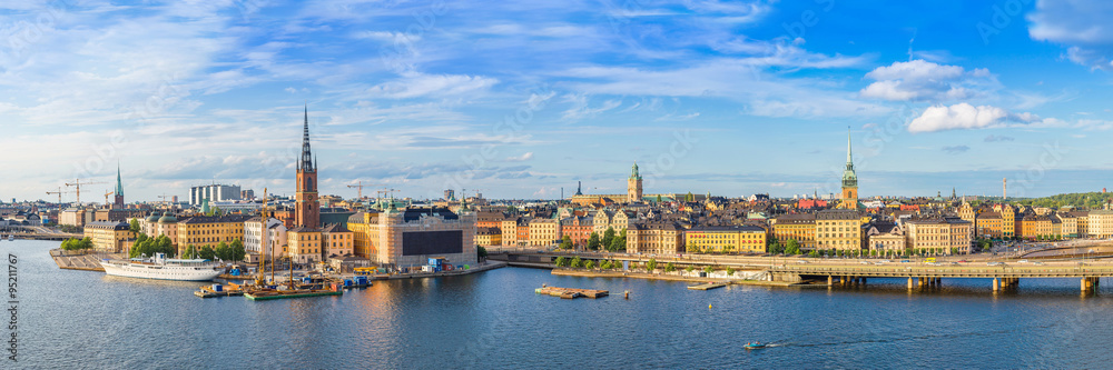 Ppanorama of the Old Town (Gamla Stan) in Stockholm, Sweden