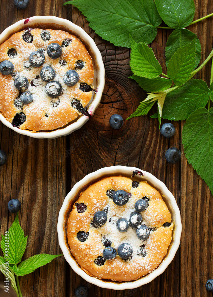 Summer Clafoutis pie with blueberries.