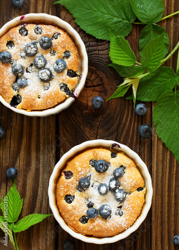 Summer Clafoutis pie with blueberries.