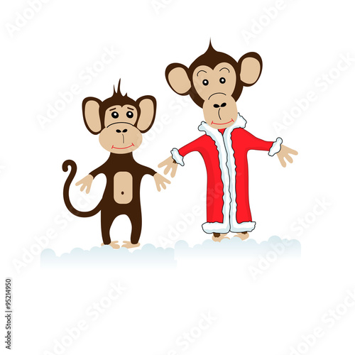 New Year card with monkey-symbol of 2016 year
