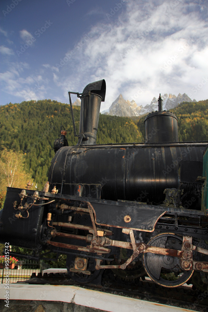 Naklejka premium Old Railway Train seen in Chamonix, France