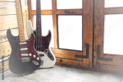 Vintage Electric guitar and bass photo