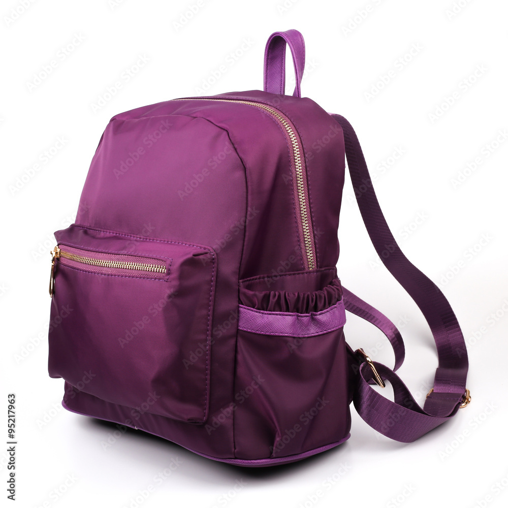 Purple Backpack Isolate - obrazy, fototapety, plakaty 