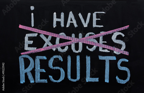 NO EXCUSES. Motivational concept written on chalkboard
