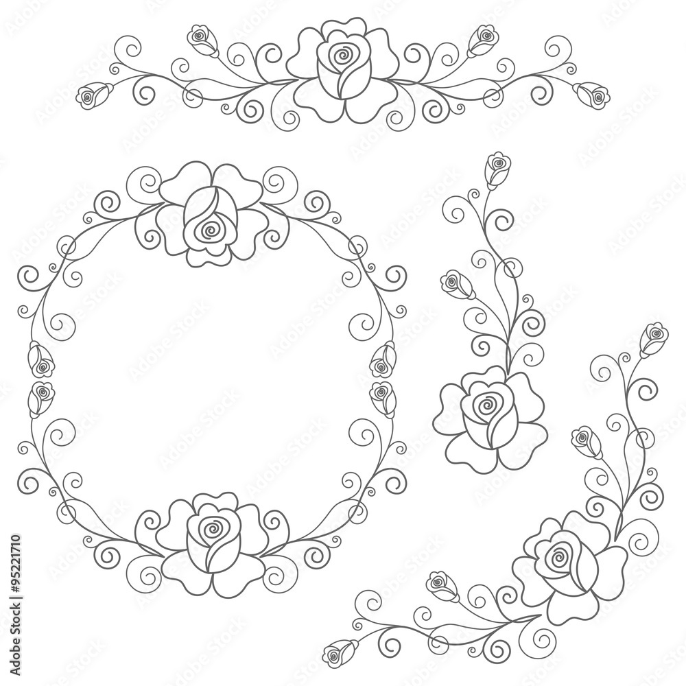 Set of floral design elements Set of floral design elements