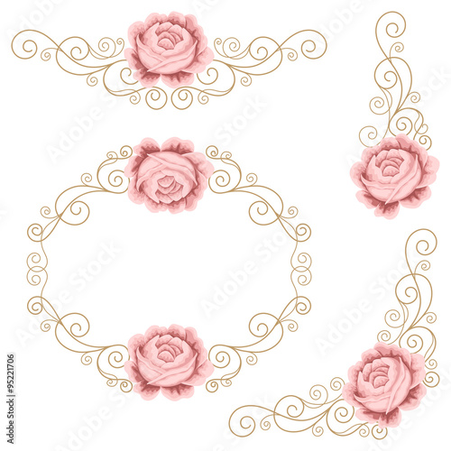 Set of floral design elements