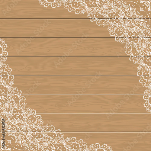 Wood background with lace corners