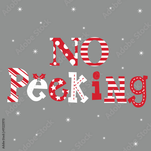 Luxury Christmas Card with No Peeking word Vector Illustration. EPS 10 & HI-RES JPG Included 