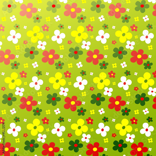 Fototapeta Naklejka Na Ścianę i Meble -  Simple flower pattern colorfulness cute. Floral seamless background for the design of you. 