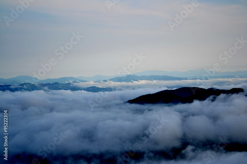 fog and cloud mountain valley landscape  Nan province Thailand  