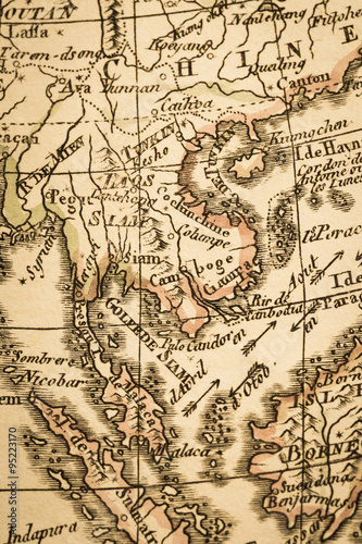 アンティークの世界地図　アジア