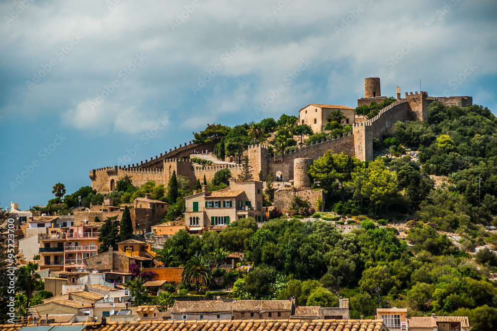 Capdepera castle on green hill in Mallorca 