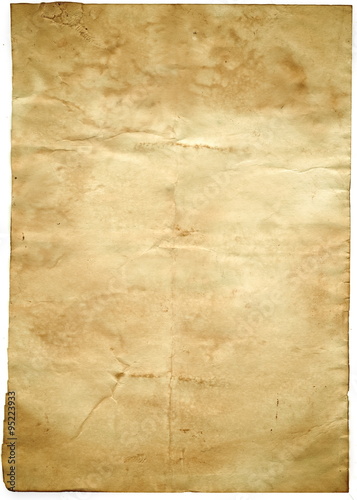 Old blank antique paper on white background