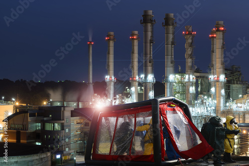 Decontamination  for emergency response Oil,refinery plant. photo