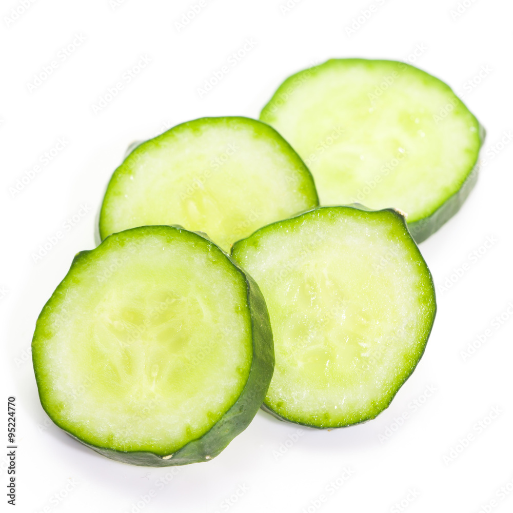 Fresh cucumber slice isolated on white background Fresh cucumber slice isolated on white background