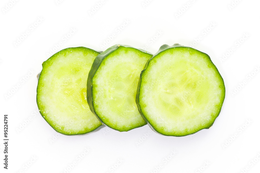 Fresh cucumber slice isolated on white background Fresh cucumber slice isolated on white background